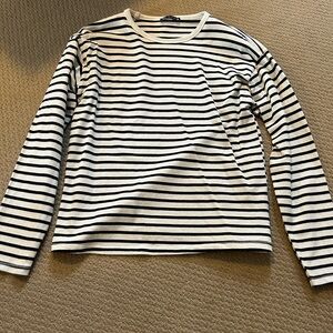 Zara Black and Cream Striped Top